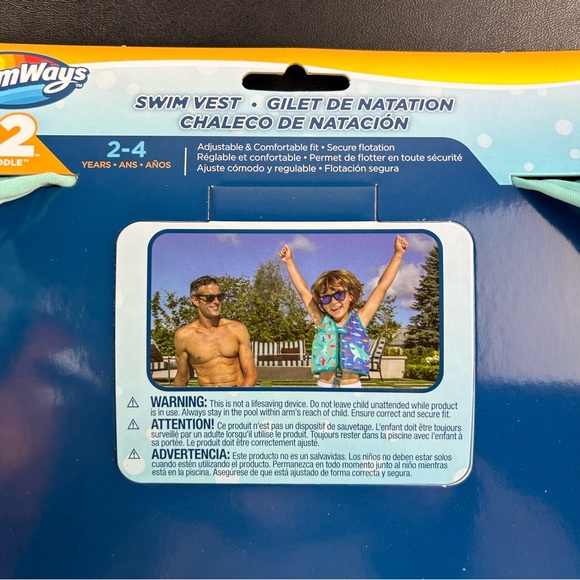 SwimWays Child Shark Print Step 2 Swim Vest Life Jacket Adjustable Ages 2-4 - Picture 5 of 14